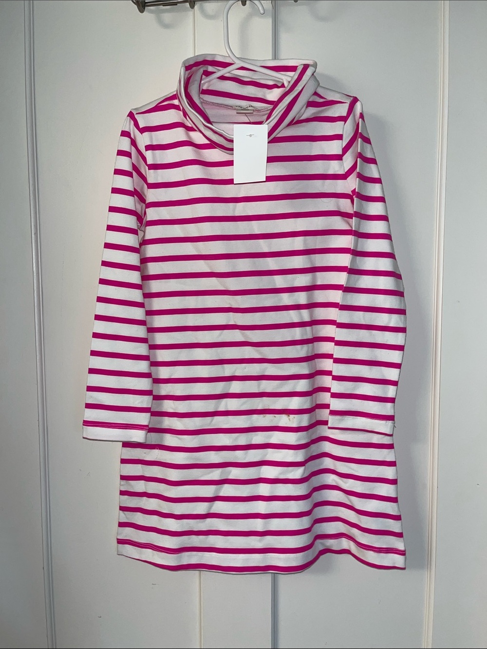 Crewcuts Pink and White Striped Cowl-Neck Tunic Dress